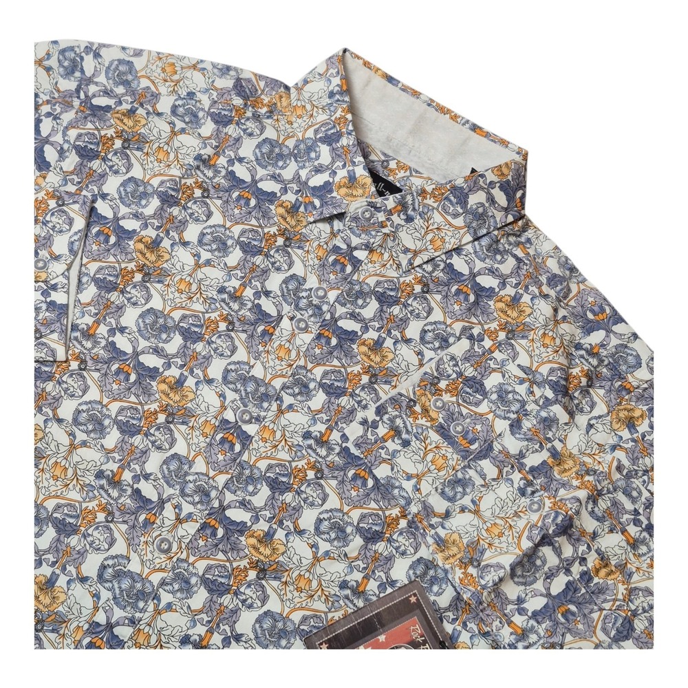 Rock Roll n Soul Mens L Eruption Floral Print Button Up Long Sleeve Shirt NWT